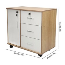 3 Drawer Mobile File Cabinet Lockable Documents Storage for Home Office w/ Lock