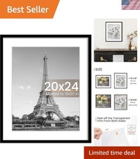 Elegant 20x24 Black Picture Frame - Displays 16x20 with Mat or 20x24 Without