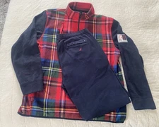 Nautica “blue Water Challenge” 2 Piece Top And Bottom Combo Plaid Fleece Holiday
