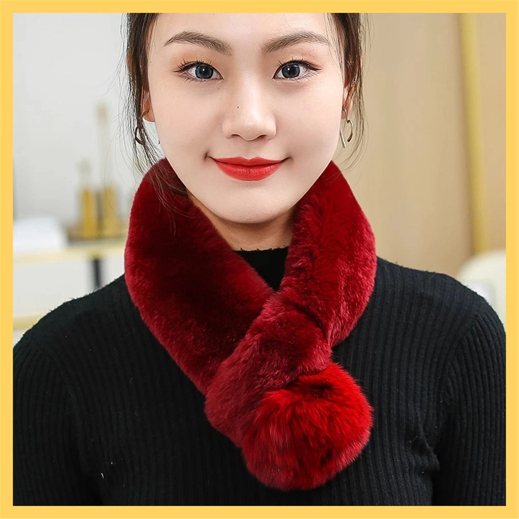 Women's Real Rabbit Fur Scarf Thicken Winter Warm Neck Wrap Collar Size 66x9cm