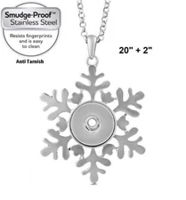 Snap Jewelry Necklace Snowflake Silver Plated Fits 18-20mm Charm Rolo 20'+2" Ext