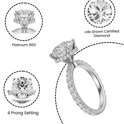IGI 2.82 CT F VVS2 Round Cut Lab Grown Diamond Engagement Ring Platinum 900 - Picture 2 of 9