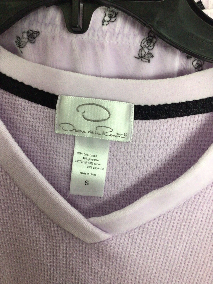 OSCAR DE LA RENTA PAJAMAS Set 2 Piece Pcs Size SMALL Purple Floral Thermal - Image 3 of 4