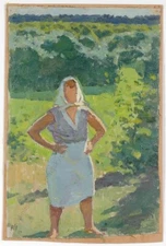 Vladimir Vlasov (1927-1999) "Peasant Woman", Oil Painting, 1964 (1)