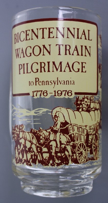 Collectible Bicentennial Souvenir Glass Mug: Wagon Train Pilgrimage to PA