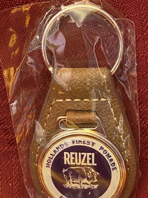 White on Blue Logo REUZEL KEY CHAIN/Leather FOB