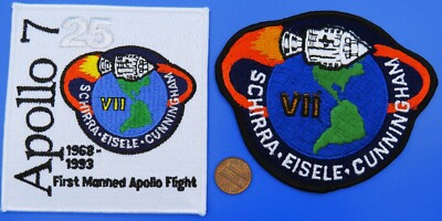 NASA PATCH PAIR vtg APOLLO 7 - 25th Anniversary - 1st Manned Apollo Flight!  #2
