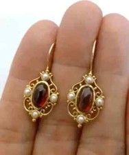 2Ct Oval Lab-Created Ruby Women's Drop Dangle Earrings 14k Yellow Gold Plated