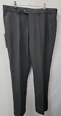 Smart Q Classic Mens Tailoring Trousers Size W34''xL31'' Black Pleated Dress Pants