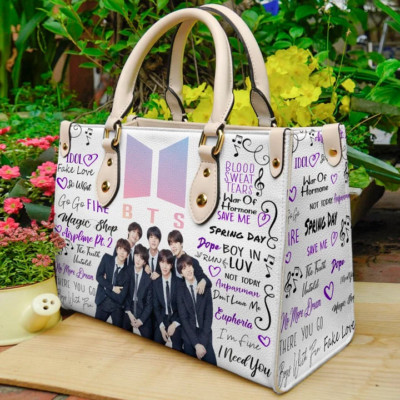 Personalized BTS Love Women Leather Hand Bag, Gift for Fan KPOP