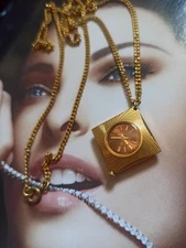 Vintage 1970s Soviet CHAIKA Seagull Watch Pendant Necklace Rare Engraving USSR