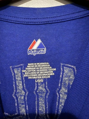 Majestic MLB Texas Rangers Josh Hamilton 32 Blue T-shirt Large Mens - Picture 2 of 5