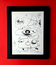 🔥 Joan Miro | Vintage 1958 Signed Colorful Print | Mounted and Framed Buy Now!!