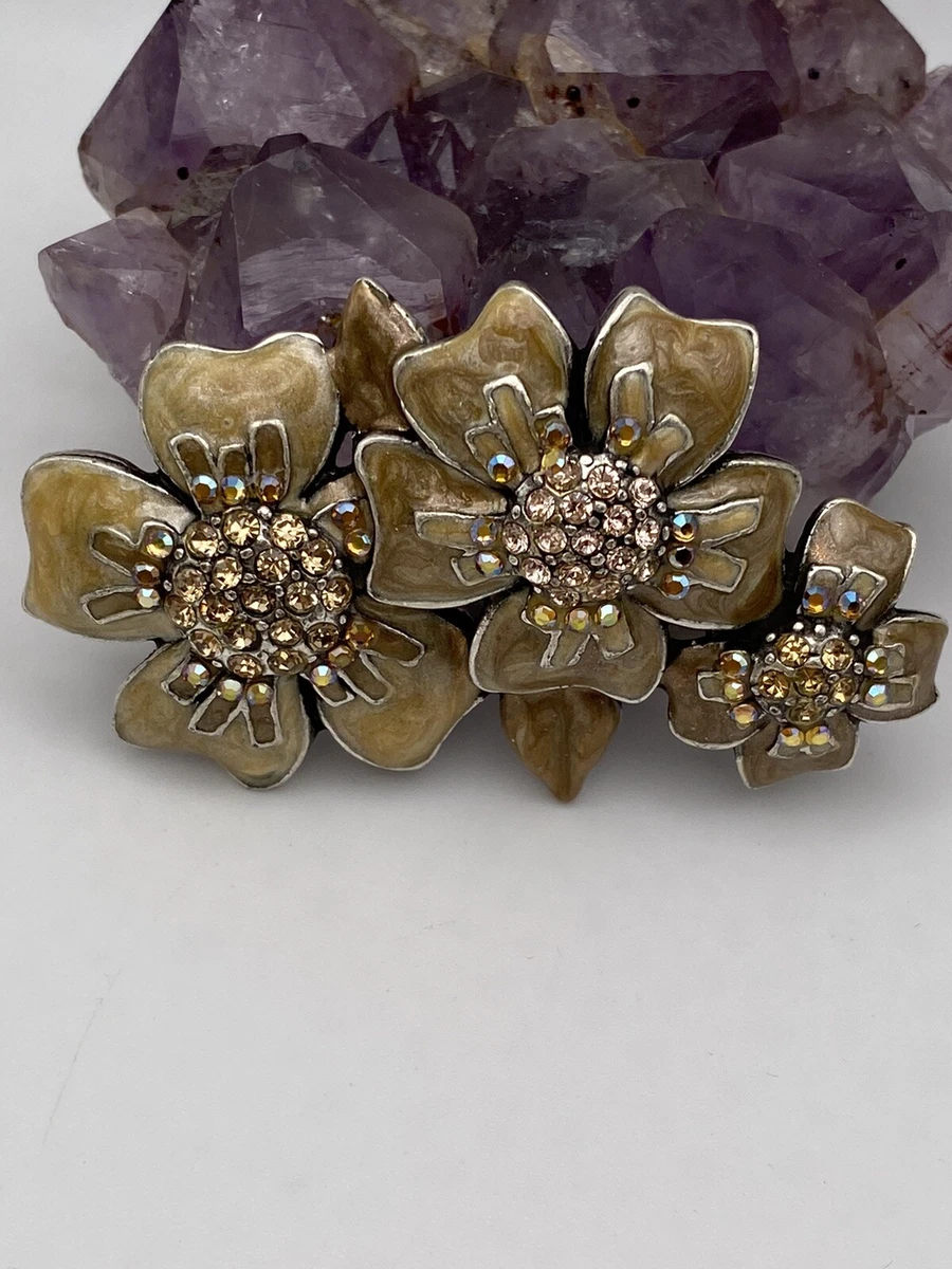 CHICO'S Enamel Rhinestone Flower Brooch Pin Floral | eBay