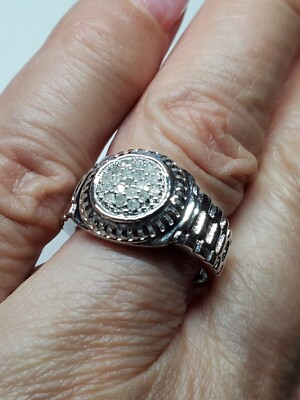 Unisex Ring mit echtem Diamanten in 925 Sterling Silber Größe 8