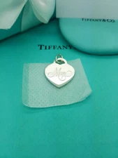 Tiffany & Co. MUM Medium Heart Tag Sterling Silver Charm Pendant