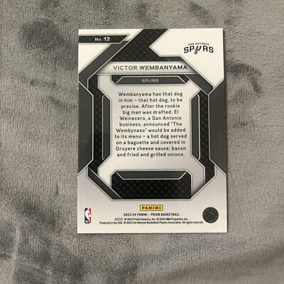 23-24 PANINI PRIZM Wembanyama インサート RC 2023-24 Panini Prizm VICTOR WEMBANYAMA Rookie Card WEMBY SA