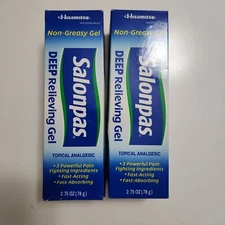 Salonpas Deep Pain Relieving Gel Topical Analgesic Pain 2.75oz X2 Exp 2027+