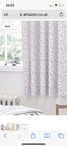 Star Print Curtains. By Little Bianca. Cotton Eyelet Curtains 168-183cm - Picture 3 of 3