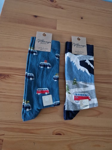 Volkswagen Camper Van Christmas Tree Gift Fat Face Mens Socks 6.5-9 2x Pair New - Picture 1 of 5