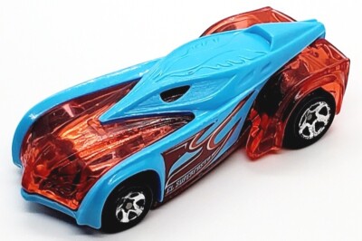 2015 HOT WHEELS EL SUPER FASTO BLUE & SEE-THRU RED DIECAST 2 7/8'' CAR W/ WHITE