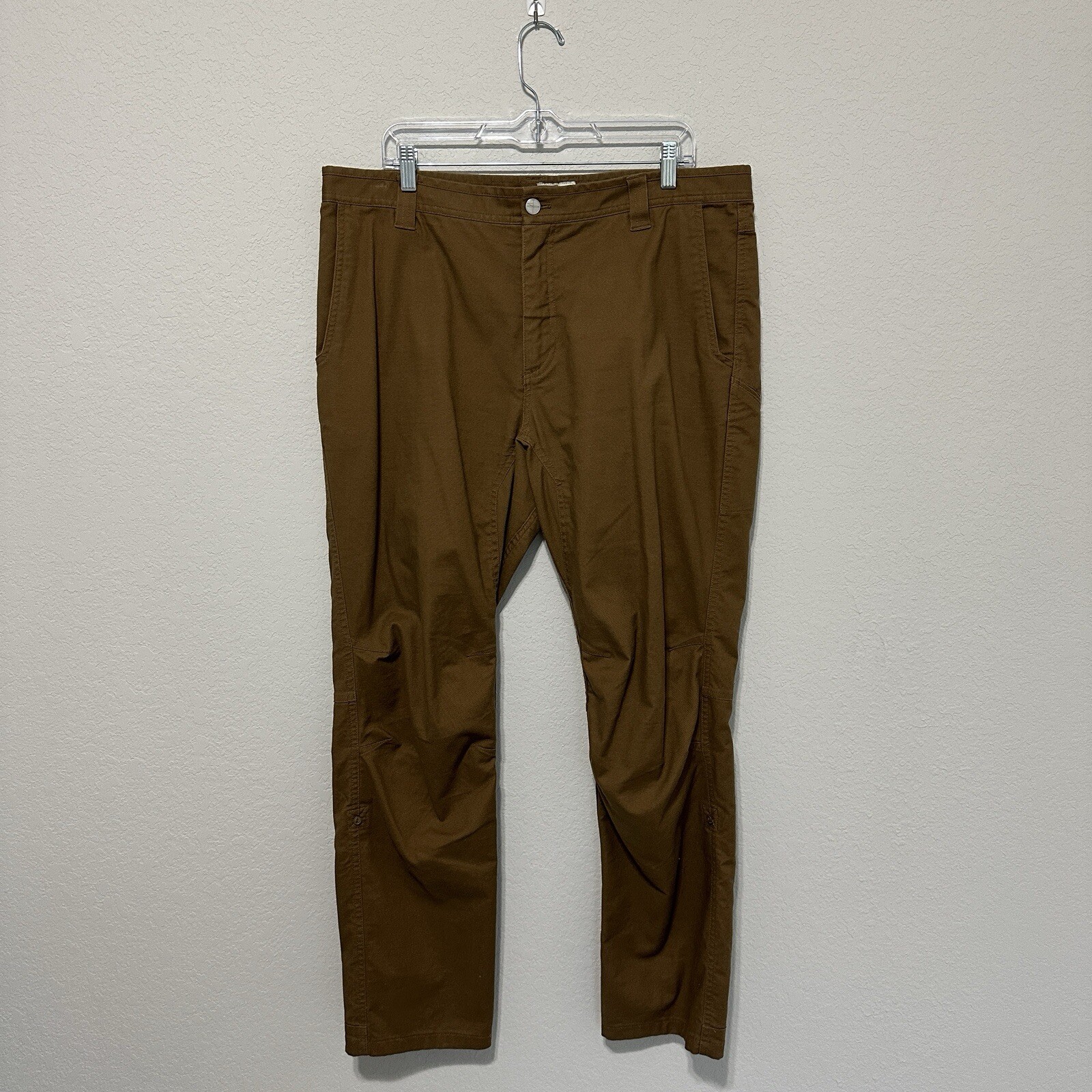 LIVSN Flex Canvas Brown Outdoor Utility Hike Camp Travel Roll-Up Pant Mens 36x32