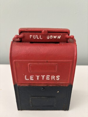 Vintage Cast Iron Coin Bank US Mailbox 1940-50 s