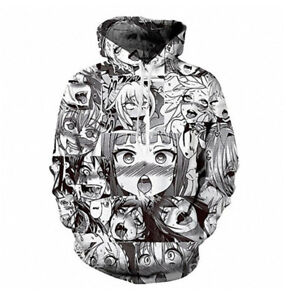 Ahegao Anime Cara Sudadera Con Capucha Hentai Manga para Hombre 3D Impreso  Sudadera Jersey Jumper | eBay