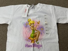 Tinker Bell Shirt Disney Store YOUTH XS 4/5 White Peter Pan Disney World VTG