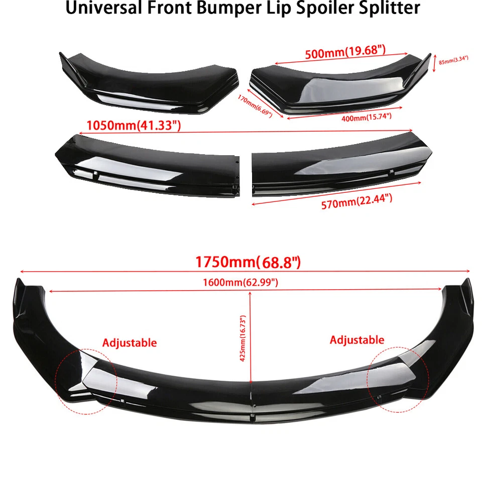 For Mitsubishi Eclipse Cross Front Bumper Lip Spoiler Splitter Glossy Black - Image 2 of 4