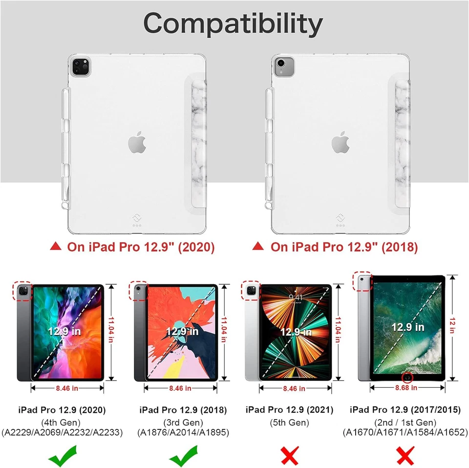 Slim Case for iPad Pro 12.9'' 4th 2020/2018 with Pencil Holder Frosted Cover - Image 2 of 4