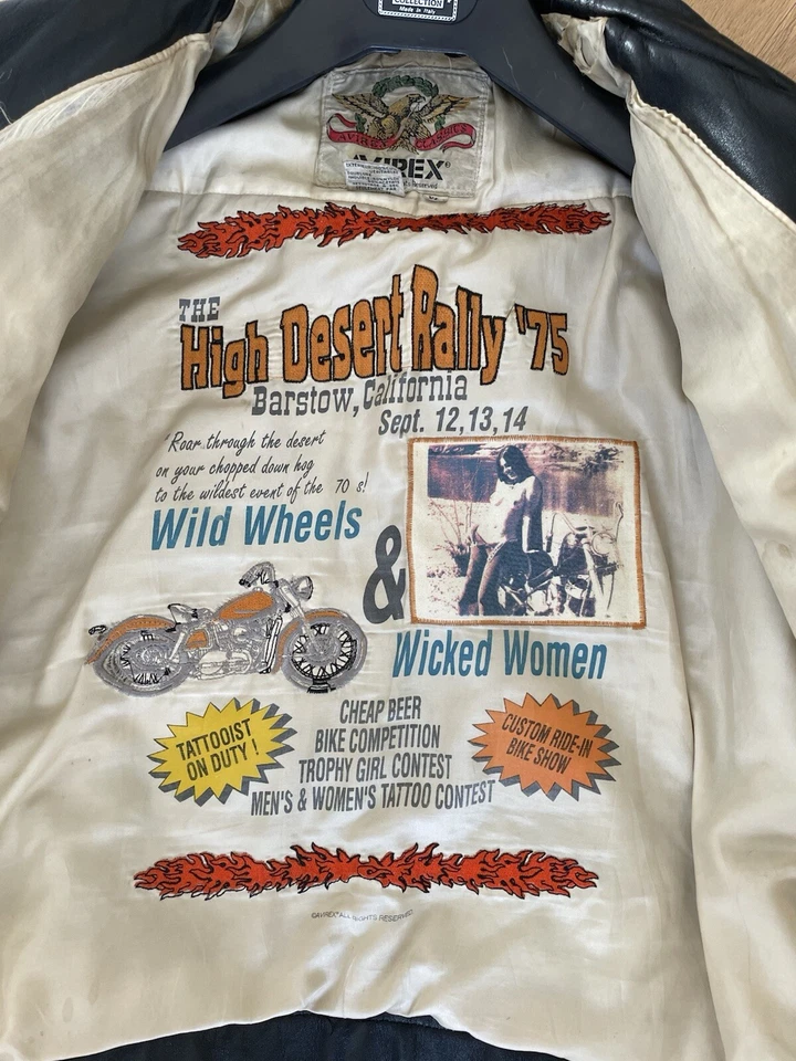 Vintage Avirex Leather Jacket Size L Tattoo Black Jacks - Imagen 2 de 4