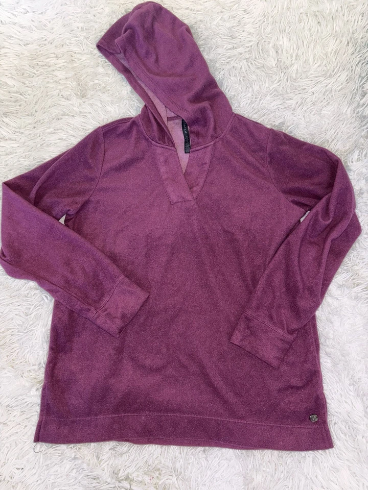 Gaiam взрослый размер M мягкий пуловер фиолетовый толстовка с капюшоном. Теплый не громоздкий  - Изображение 2 из 4