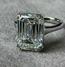 4.00 Ct Emerald Cut Diamond Simulated Engagement  Wedding Ring 14K white Gold