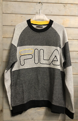 FILA Grey Black Yellow Jumper Size L ASOS Topman UK