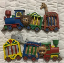 VTG 1991 Burwood Products Circus Train 3D Wall Decor 3109-1 3109-2 Fast Ship