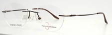 NATURALLY RIMLESS NR-372 BRWN Brown Unisex Round Rimless Eyeglasses 50-17-135