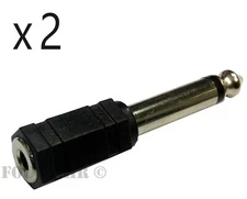 2 PACK 3.5mm Mono Female Jack to 1/4" Mono TS Male Plug Audio Converter Adapter