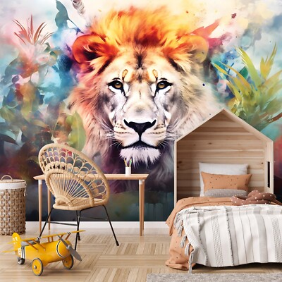 LÖWE GEMALT TIER PASTELL MODERN Fototapete TAPETE Wohnzimmer Schlafzimmer