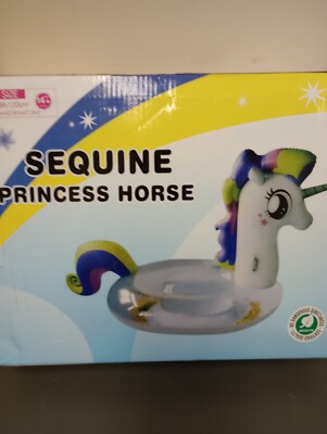 Pool Inflatable Float Huge Sequine Princess Horse-Unicorn  Ride-On 94.5''x42'' NEW