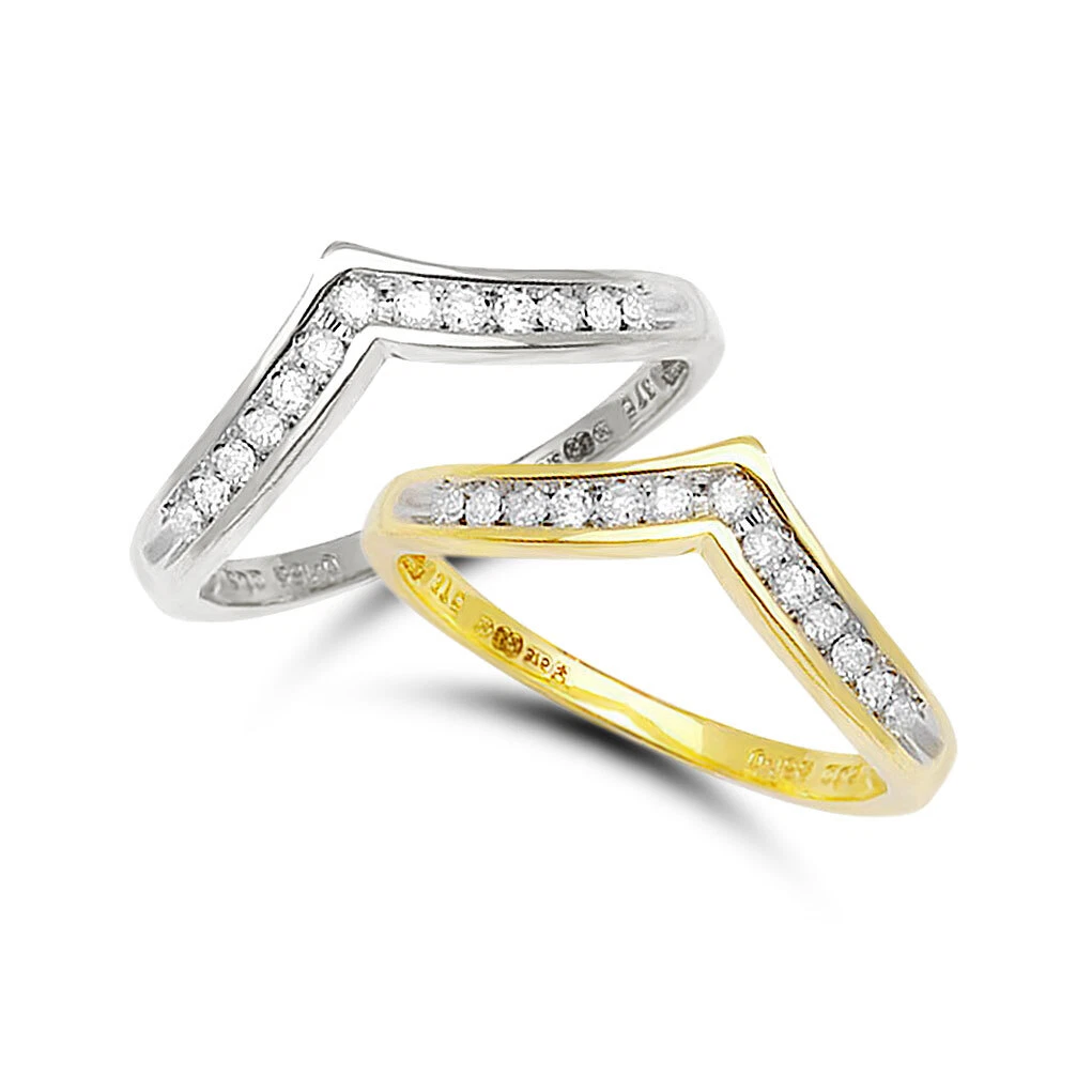 9ct white gold wishbone ring sale