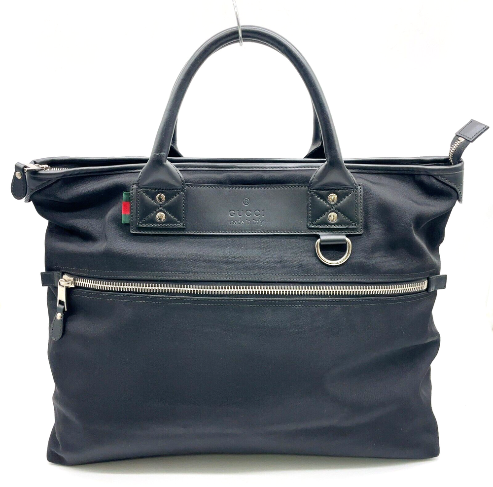 Auth Gucci Nylon Black Canvas Sherry line Tag  246392 Hand Bag NS010402