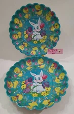 Easter Plate Vintage  Molded Plastic Scalloped Tray Bunny Chicks Decorative Eggs