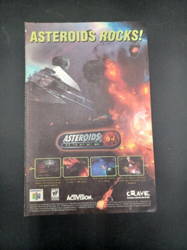 1999 Asteroids Hyper N64 Nintendo 64 Vintage Druk Reklama / plakat Autentyczna sztuka promocyjna - Zdjęcie 1 z 12