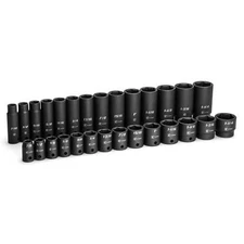 Capri Tools 1/2 in. Drive Shallow and Deep Impact Socket Set, SAE, 28-Piece