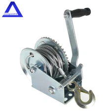 1600lbs Hand Winch Boat Winch Hand Crank Winch W/10m (32ft) Cable Manual Winches