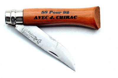 Alter OPINEL Werbe-Viroblock, Nr. 7, Wahl J.CHIRAC, Messer Sammlung