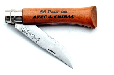 Ancien OPINEL Virobloc publicitaire, n°7, élection J.CHIRAC, couteau collection - Photo 1/4