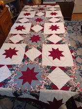 Twin Size Rising Star Pattern Quilt Cotton