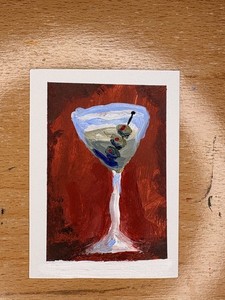 Original Martini ACEO Painting Cocktail Bar Art Miniature Acrylic ATC OOAK